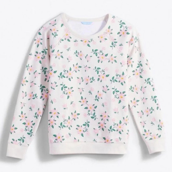 Draper James Tops - Draper James Natalie Crewneck Floral Sweatshirt in White/Pink Size S